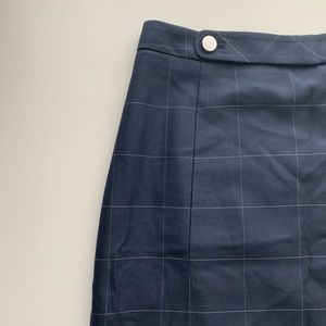 Banana Republic Navy Blue Gold Plaid Pencil Skirt Size 2